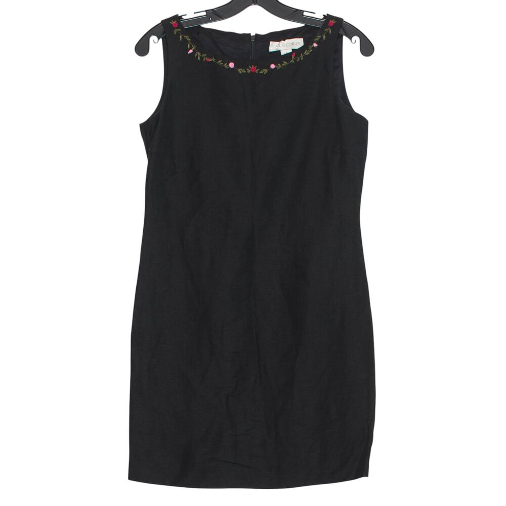 Vintage Casual Corner Dress Linen Cottage Dark Academia Minimalist Italy Black 4